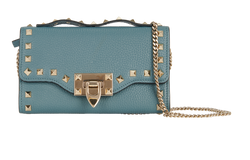 Rockstud Wallet On Chain, Leather, Blue, MII, 4*